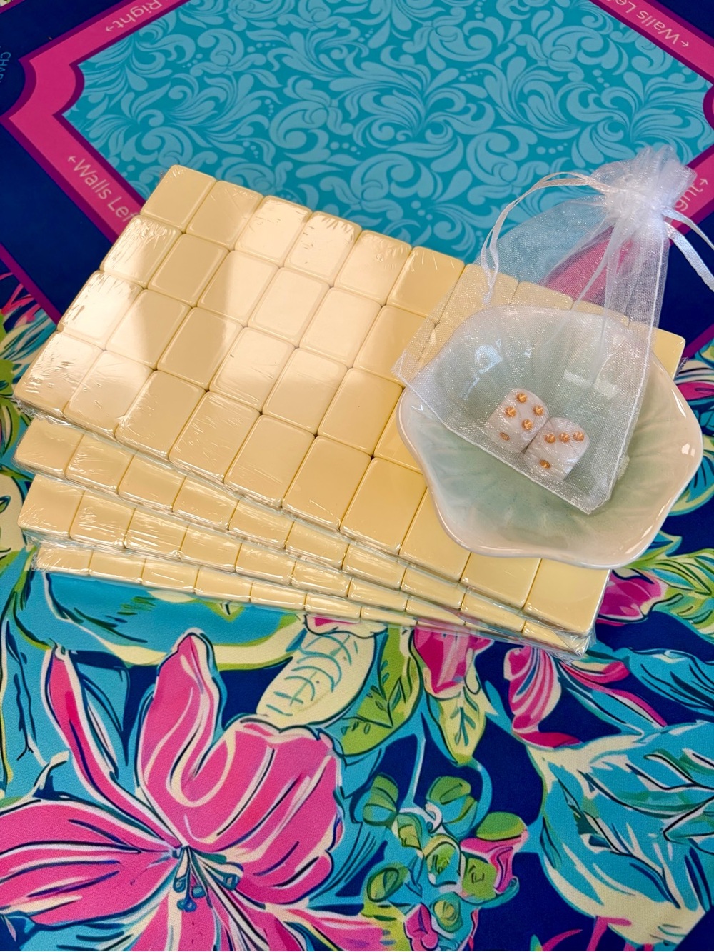 Lemon Mahjong Tiles, Tile Bag, Coordinating Dice & Dish 🍋🀄️